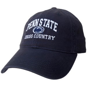 relaxed twill navy hat with stitched Penn State, Athletic Logo, and Cross Country